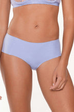 Misty blue seamless hipster brief underwear by Lingadore, designed for no panty lines, available in various sizes.