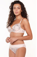 Lingadore Art Briefs Shell underwear with lace detail and semi-sheer back in size S, showcasing elegant lingerie design.
