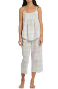 Check pattern summer pajama set featuring cami top and 3/4 pants by Magnolia