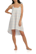 Magnolia summer picnic chemise in check pattern, sleeveless sleepwear, available in S, M, and L sizes.