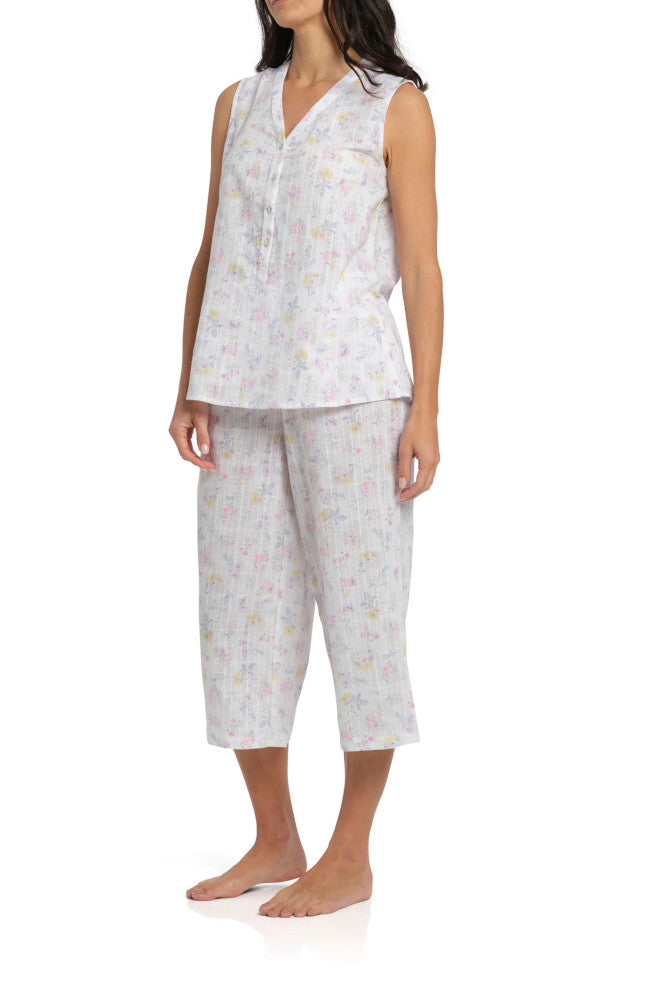 Floral print sleepwear tank and pant set in L and XL sizes by Magnolia, featuring a comfortable design.