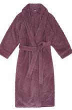 Magnolia mauve jacquard sleepwear shawl collar dressing gown, soft and comfortable, displayed on a hanger.
