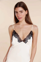 Ivory Magnolia Silky Satin Long Gown by Ginger Lily, elegant sleepwear with smooth satin fabric and flowing design.