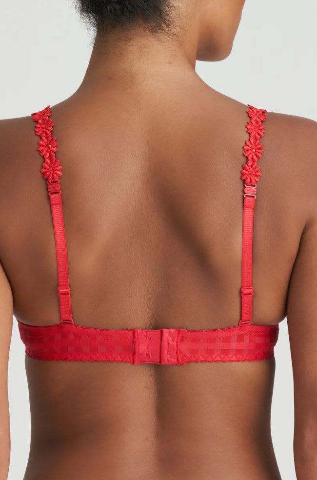 Marie Jo Avero padded balcony bra in scarlet red with underwire and elegant balconnet design