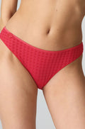 Marie Jo Avero Brazilian briefs in scarlet red, elegant cut, showcasing smooth fabric and flattering fit.