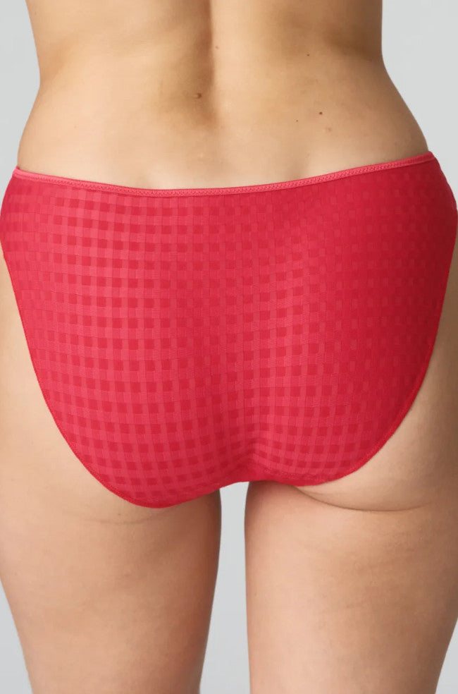 Marie Jo Avero Brazilian briefs in scarlet red, elegant cut, stylish underwear with a smooth fit and feminine design.