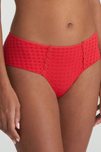 Scarlet red low rise hotpants from Marie Jo Avero collection, featuring elegant design and soft fabric.