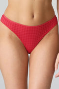 Marie Jo Scarlet red thong from Avero collection, featuring delicate lace accents and a comfortable fit.