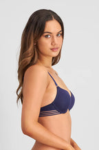Stripe Elastic Demi Bra (Medievil Blue)