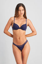 Stripe Elastic Demi Bra (Medievil Blue)