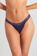 Medieval blue stripe elastic cheeky pant by Me, available in sizes S, M, L
