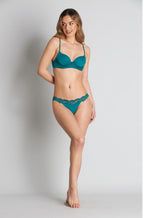 Deep forest green modal cotton thong underwear by Me, featuring a comfortable and sleek design.
