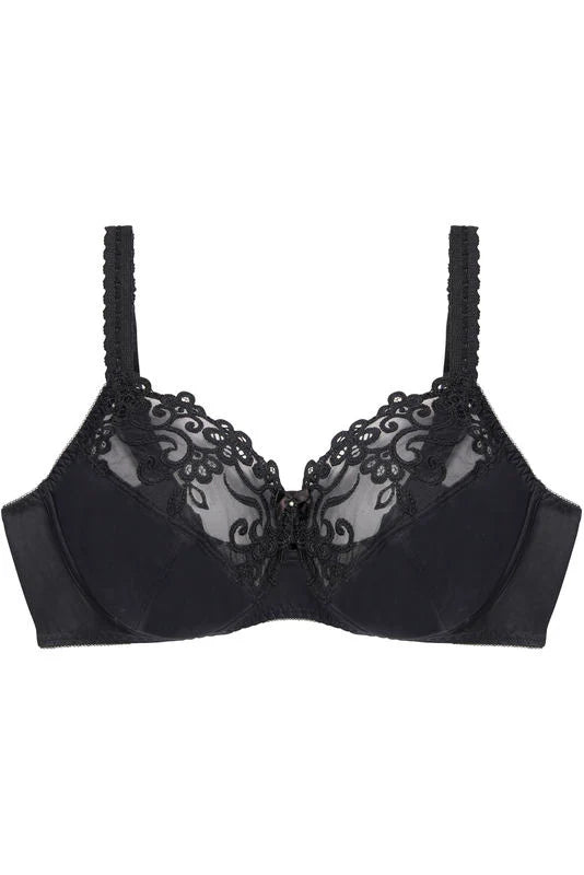Black coral underwire bra by FAYREFORM featuring supportive underwire and smooth fabric for comfortable fit.
