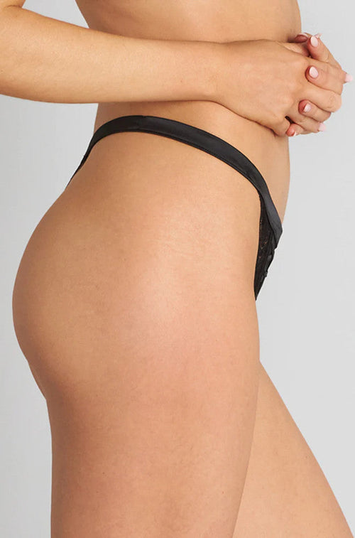 Lace Me Up Thong (Black)