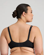 Black Coral Underwire Bra by FAYREFORM featuring supportive underwire, smooth fabric, and adjustable straps for a comfortable fit.