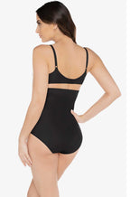 Black high waist tummy tuck shapewear by Miraclesuit, size 2L, designed for a smooth silhouette.