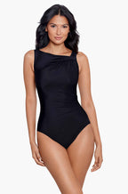 Black Miraclesuit Avra one piece swimsuit with underwire and tummy control features
