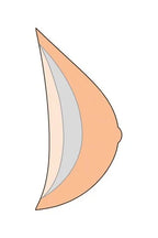 AMOENA Natura Cosmetic 3E left breast form from Mastectomy Range, profile view showing realistic shape and smooth surface.