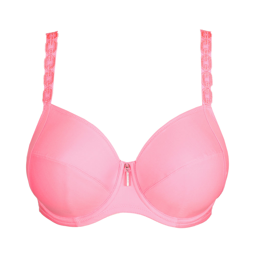 Primadonna Twist Twixie full cup bra in happy pink with lace details and adjustable straps, designed for support and comfort.