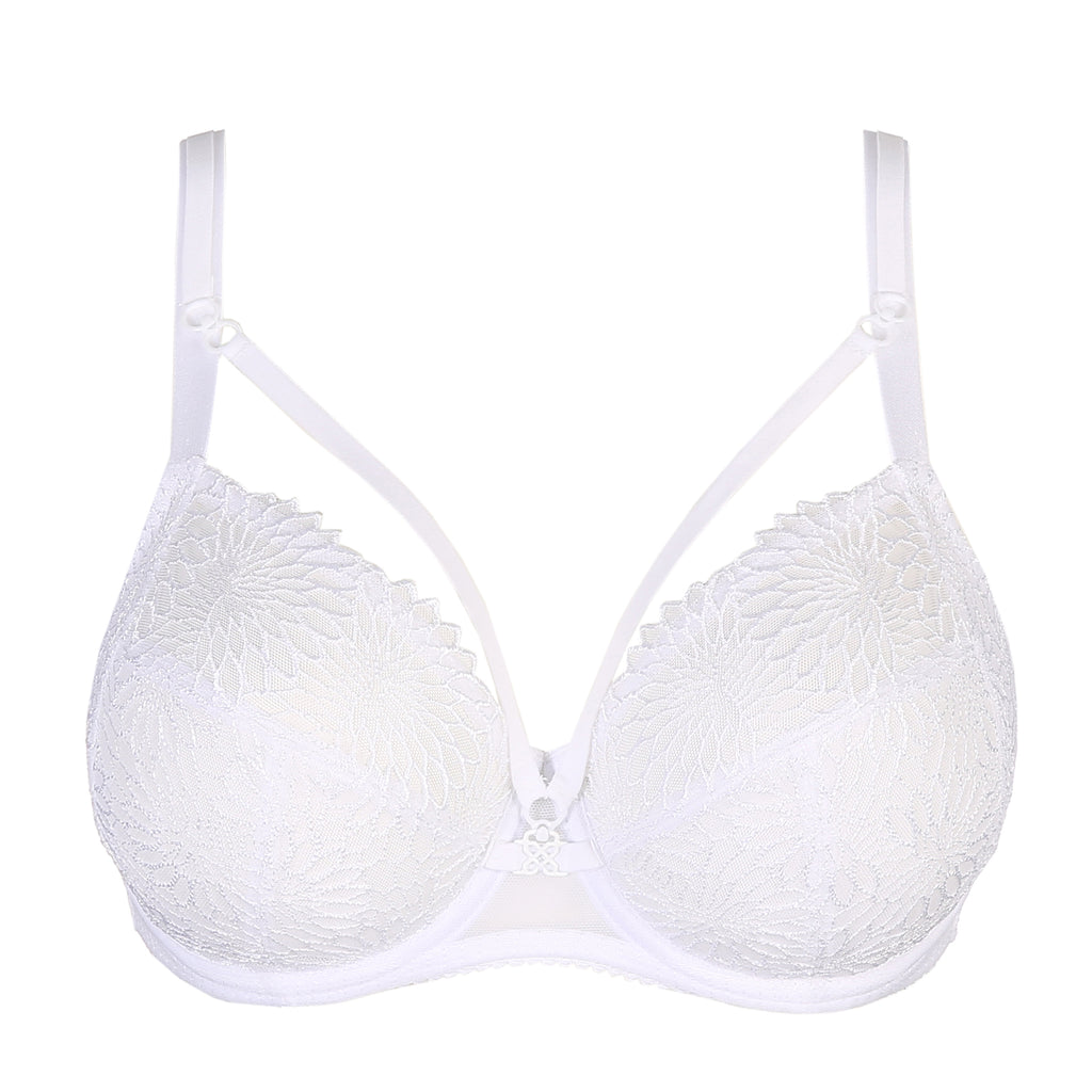 Primadonna Sophora full cup underwire bra in white with supportive cups and adjustable straps, designed for comfort and fit.