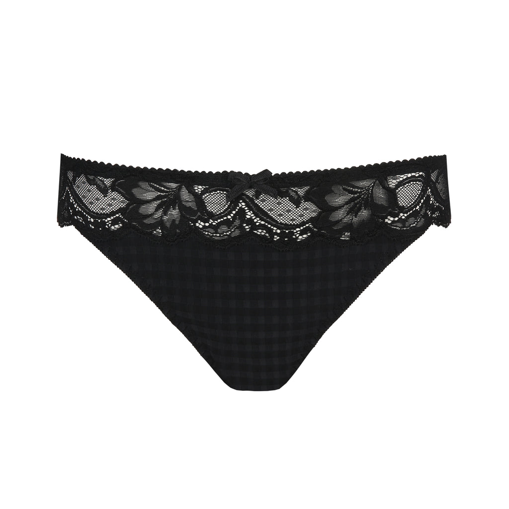 Primadonna Madison G-String in black, sleek and minimal women's underwear with thin waistband and smooth fabric.
