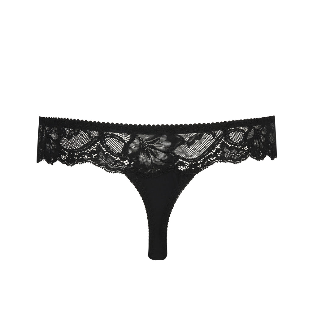 Primadonna Madison black G-string underwear with minimal coverage and delicate waistband, designed for comfortable fit and style.