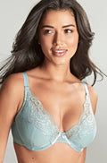 Blue Ash Rose lace underwire bra with high apex plunge and adjustable straps by Panache