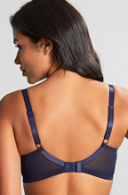 Midnight sequin plunge bra by Panache in DD-H cup with high apex design, available in sizes 10, 12, and 16.