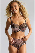 Panache black and pink underwired full coverage bra for DD-GG cups with classic lingerie style