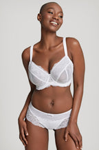 Ana Lace Plunge Bra White - Semi-Sheer Cups