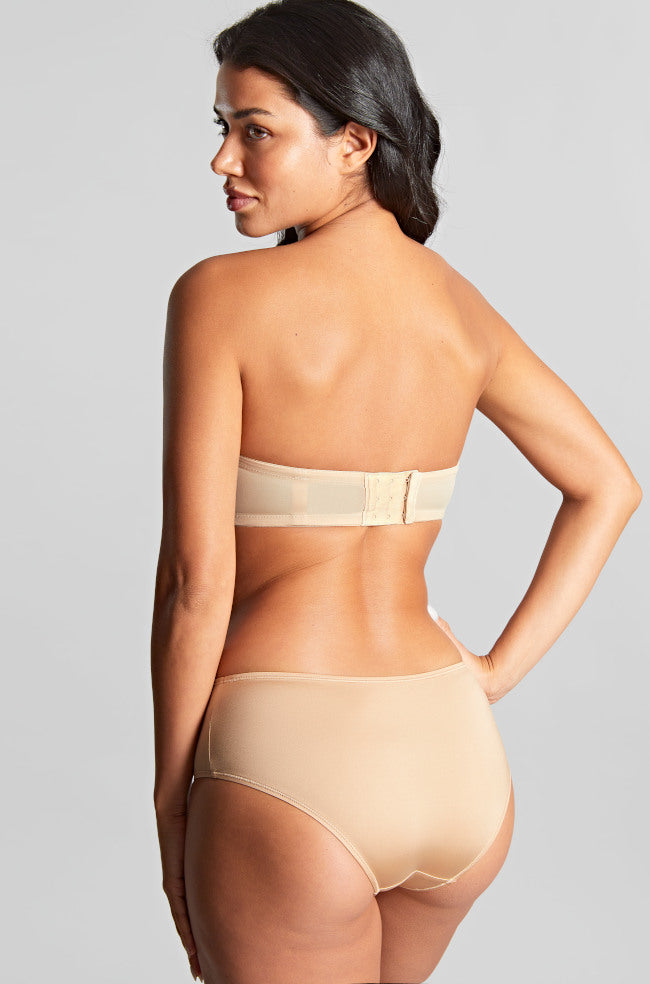 Nude Panache Evie strapless bra with underwire support, 3-section cup design, size 8FF, ideal for backless dresses.
