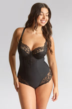 Black lace Allure bodysuit by Panache, featuring a stylish design ideal for layering or lingerie.