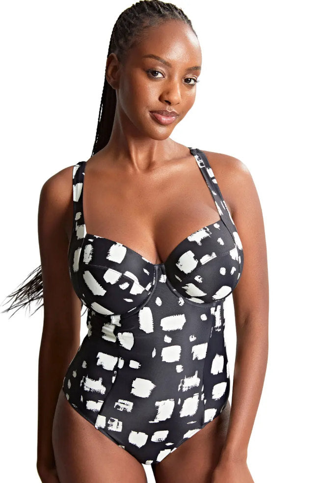 Paloma One Piece Swimsuit (Black & Sand)