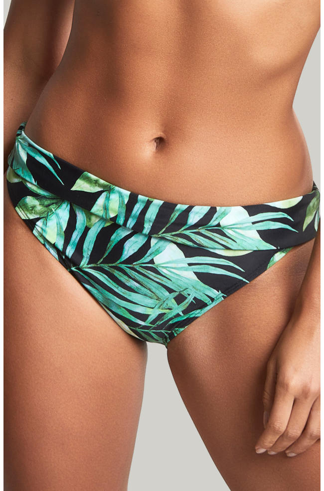 Bali Fold Palm Print Bikini Briefs in size 8 by Panache, featuring a vibrant palm print design.