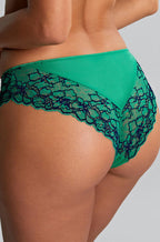 Emerald leopard print Brazilian brief by Panache, featuring a soft fabric and Brazilian cut.