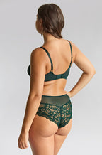 Forest green full brief underwear from Panache, sleek design with soft fabric, available in sizes 10, 12, and 14.