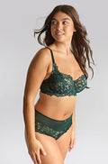 Forest green full brief underwear from Panache, featuring soft fabric and classic cut, available in sizes 10, 12, and 14.