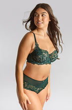 Forest green full brief underwear from Panache, featuring soft fabric and classic cut, available in sizes 10, 12, and 14.