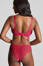 Raspberry red lace Brazilian brief by Panache, showcasing medium coverage and delicate design.