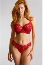 True red Panache Allure thong in a sleek design, available in multiple sizes.