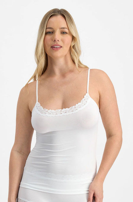 Singlet Camisole with Lace Insert (Black or White)