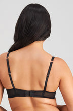 Pleasure State black contour plunge bra with adjustable straps and seamless design, available in DD cup sizes