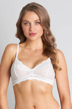 White wirefree bralette crop top by Pleasure State, size XS, featuring lace detailing