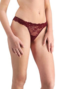 Pleasure State My Fit Lace G-String in Windsor Wine, XL size, featuring delicate lace design and minimal coverage.