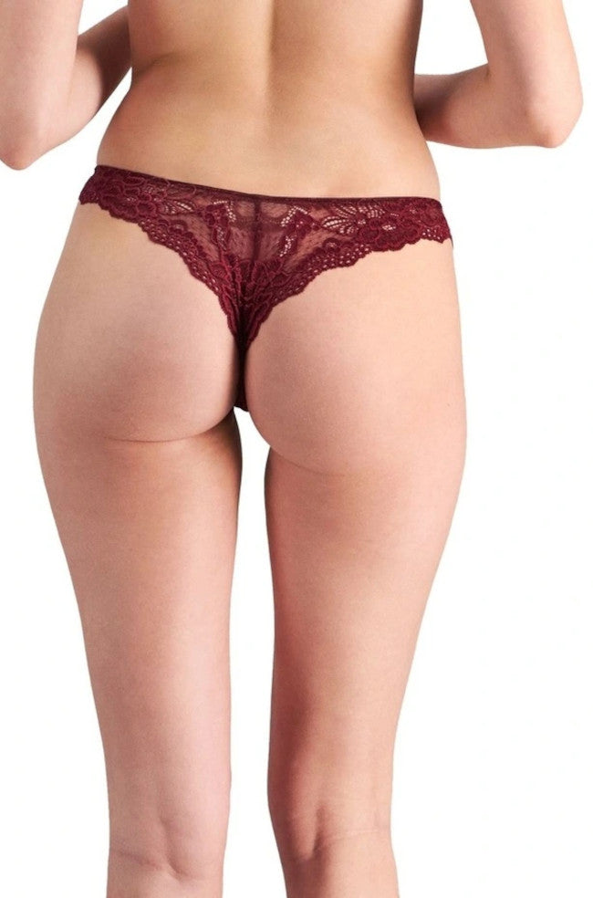 Pleasure State My Fit Lace G-String in Windsor Wine, XL size, featuring delicate lace detail, designed for comfortable fit.
