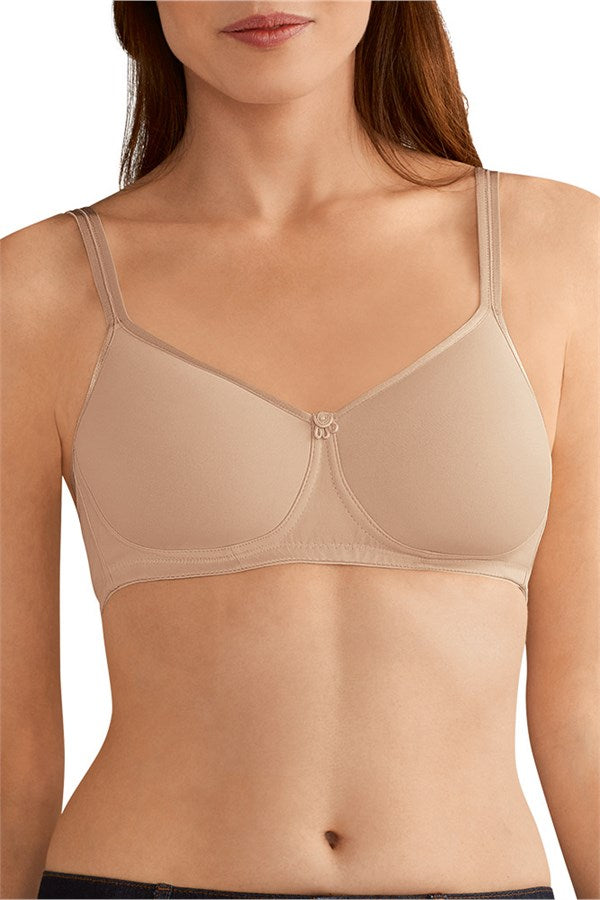 Light nude AmOena Mara padded wire-free bra with pocketed design, soft cups, and comfortable fit for everyday wear.