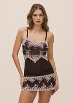 Embrace Lace Chemise - Black & Nude