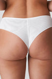 White Sophora thong underwear by Primadonna, featuring a cheeky cut and delicate design, available in multiple sizes.