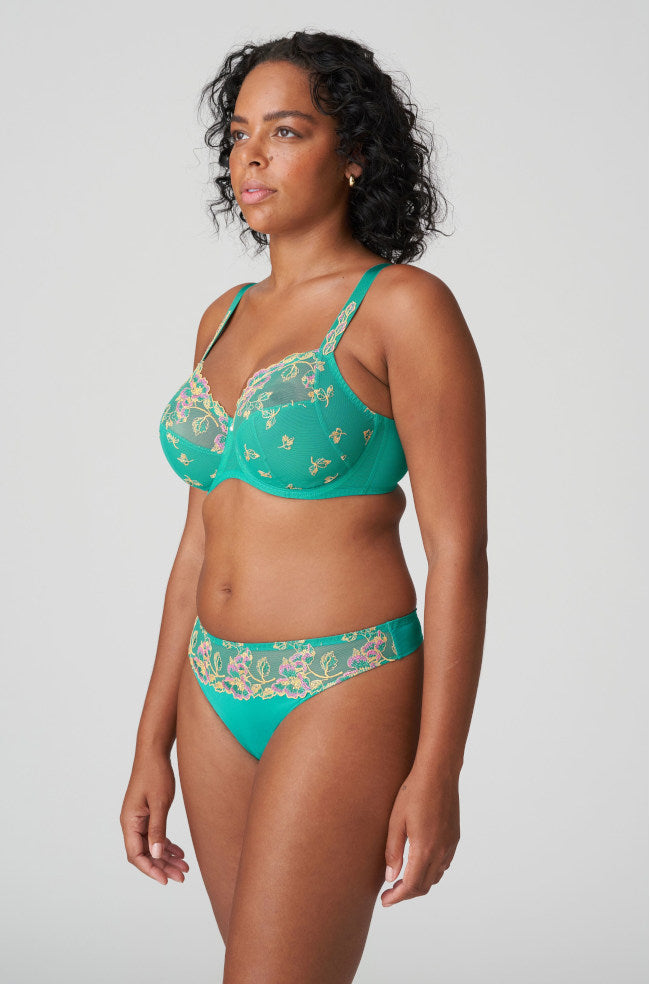 Teal Lenca Sunny UW Bra by Primadonna, size 10D, featuring soft fabric and underwire support