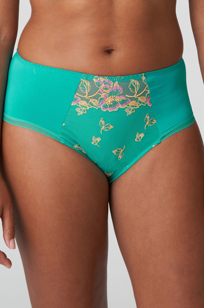 Teal embroidered bikini brief in Sunny Rio style, size M by Primadonna